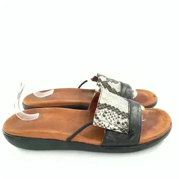 Gentle Souls by Kenneth Cole sandals 8.5 Golum black cream leather snakeskin - Picture 3 of 14